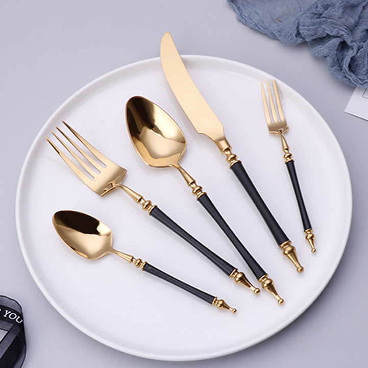 Commercial Kitchen Knife Set - Set Alat Makan Emas Barat Mewah