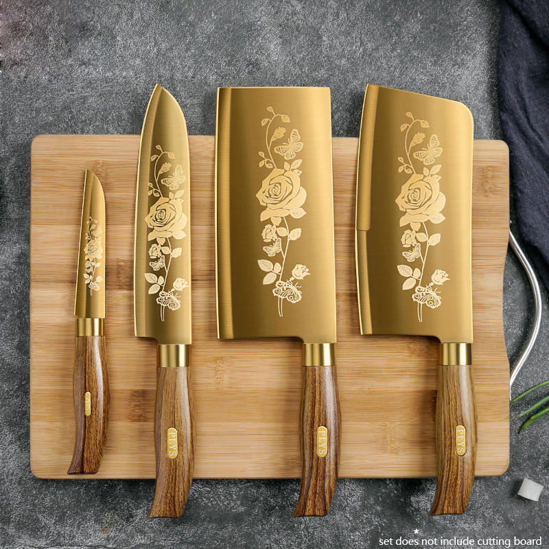 Commercial Kitchen Knife Set - Set Pisau Dapur 4 Buah Motif