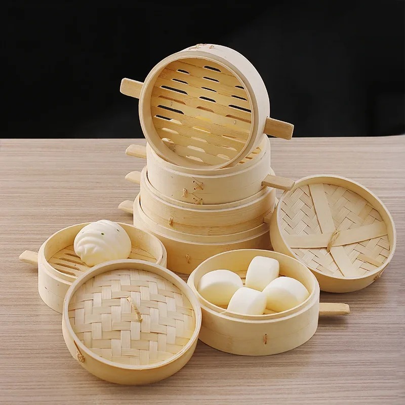 Commercial Kitchen Steamer - Keranjang Kukus Bambu untuk Daging, Gagang