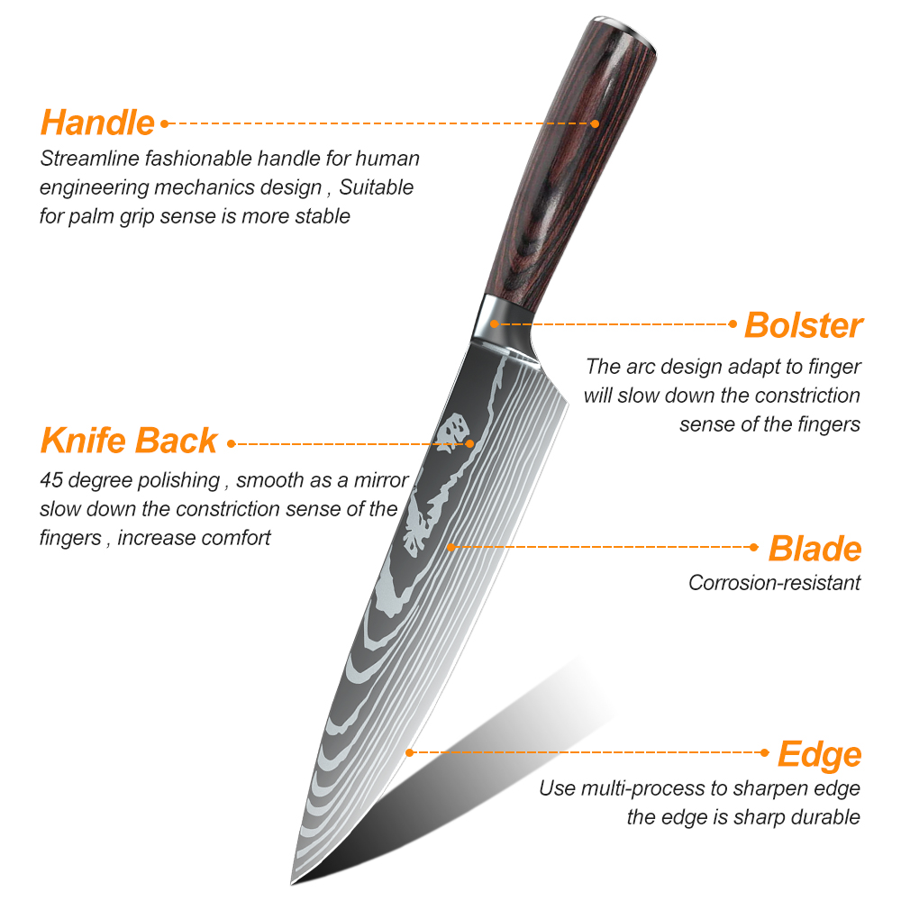 MDHAND 8/10pcs Set Pisau Dapur - Commercial Kitchen Knife Set ulasan dan harga