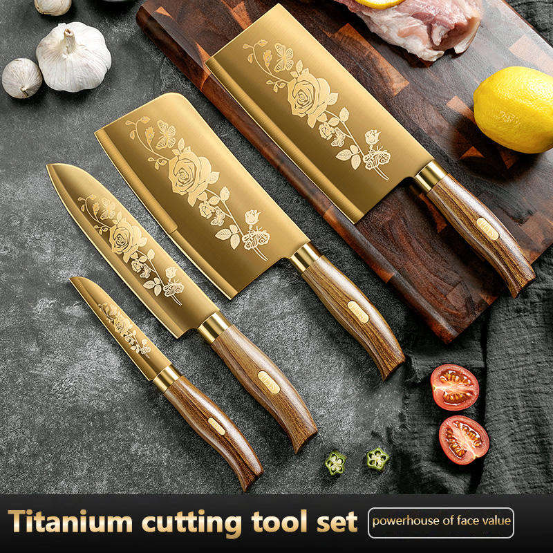 Set Pisau Dapur 4 Buah Motif M - Commercial Kitchen Knife Set ulasan dan harga
