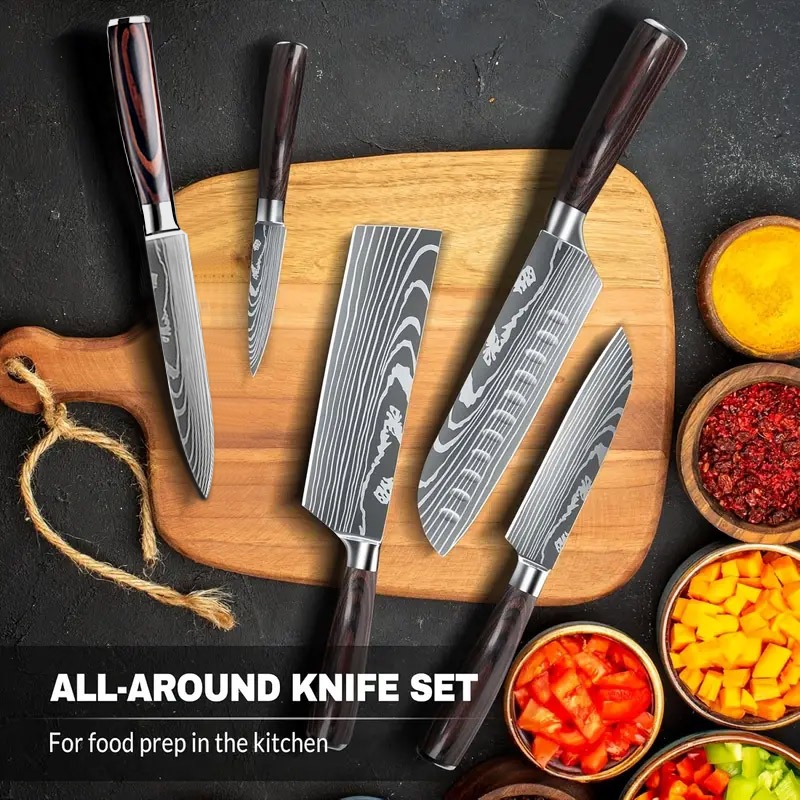 Set Pisau Jepang Baja Damaskus - Commercial Kitchen Knife Set ulasan dan harga