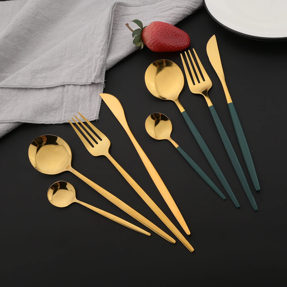 Alat makan emas hijau Stainles - Commercial Kitchen Knife Set ulasan dan harga
