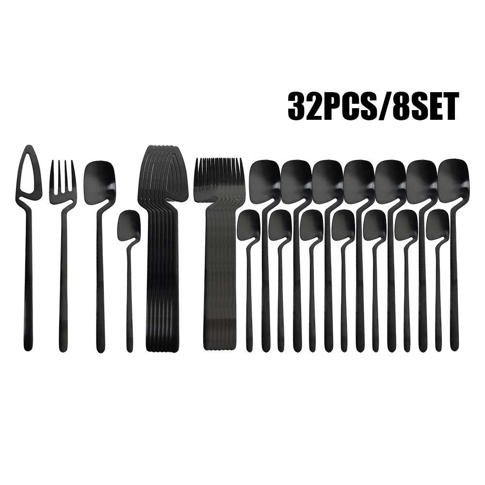 32pcs hitam Matte sendok garpu - Commercial Kitchen Knife Set ulasan dan harga